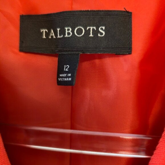 TALBOTS BLAZER JACKET WOMENS SIZE 12 RED ORANGE 100% COTTON NWOT SINGLE BREAST - Picture 2 of 11